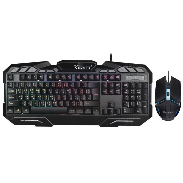 کیبورد و ماوس گیمینگ وریتی مدل V-KB6126GCW، سوییچ ممبران، Full-Size، نورپردازی LED RGB