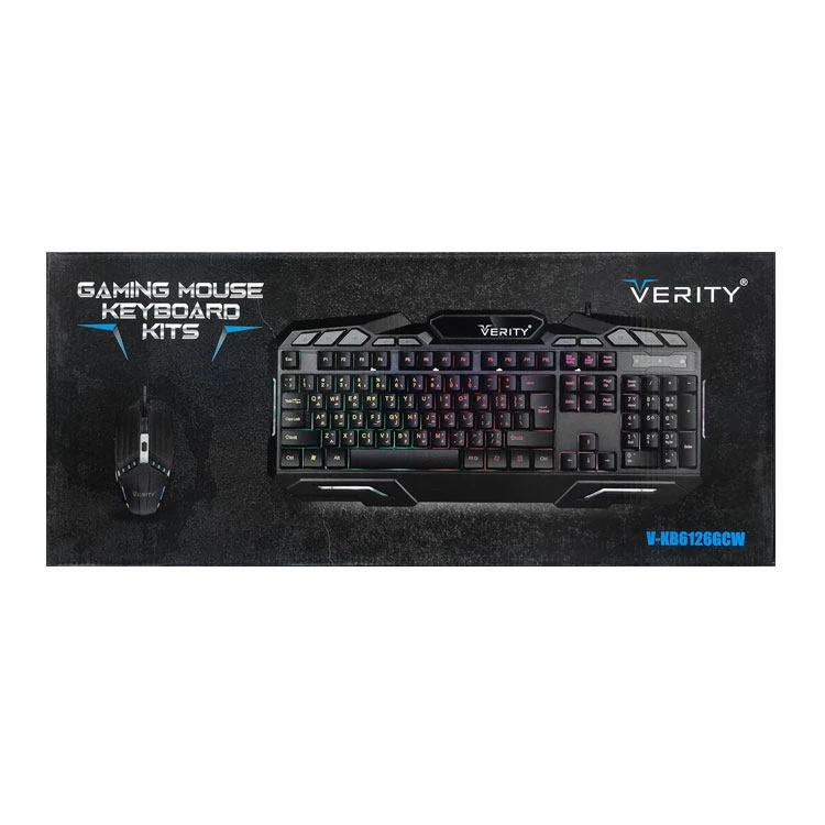کیبورد و ماوس گیمینگ وریتی مدل V-KB6126GCW، سوییچ ممبران، Full-Size، نورپردازی LED RGB