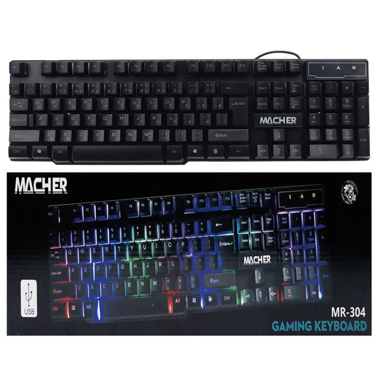 کیبورد گیمینگ مچر مدل MR-304 Full-Size LED RGB